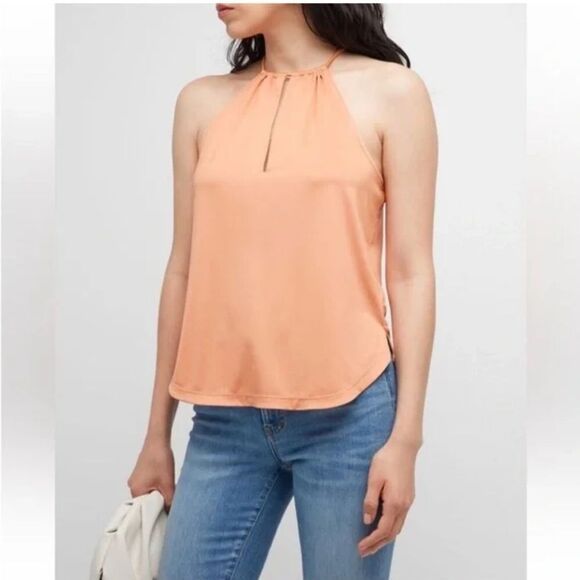 Veronica Beard NWT Kusumi Orange Keyhole Cutout Halter Neck Top Size M NWT $398 - Picture 2 of 5